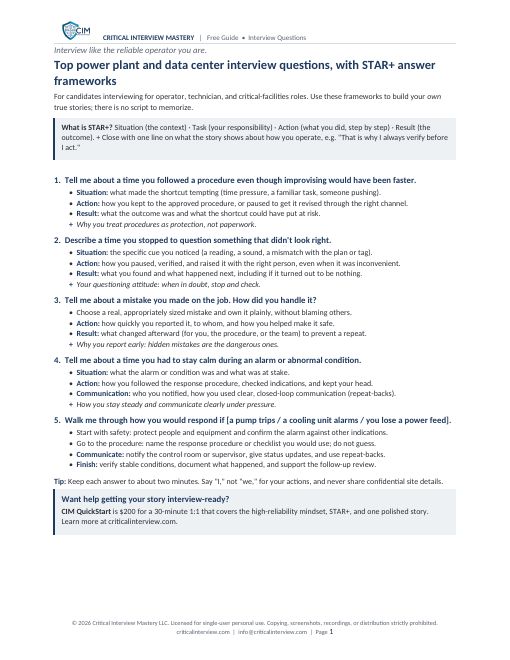 Cover page of the CIM free interview questions guide